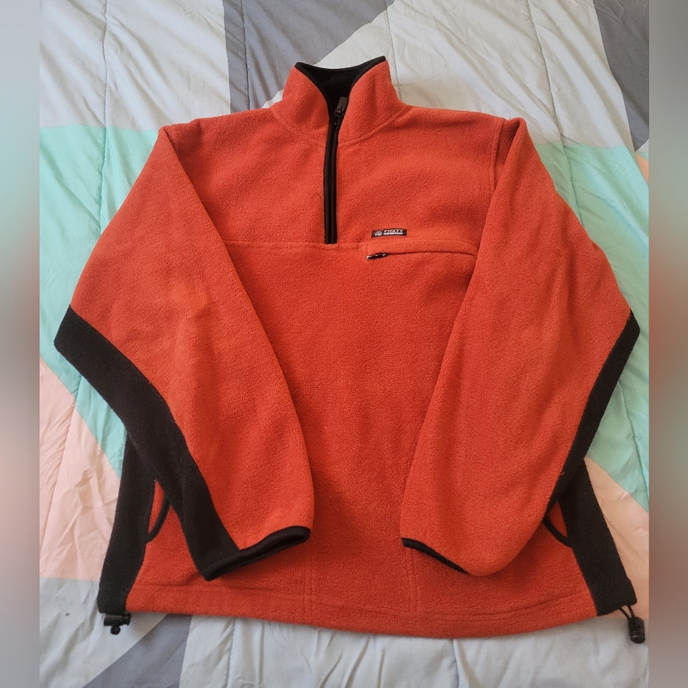 Men's Orange Half-Zip Fleece Pullover Misty Mountain.